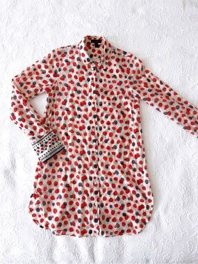 j.crew heirloom berry pattern button up tunic xs raspberries blackberries